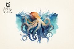 watercolor octopus in the sea sublimation png bundle Product Image 2