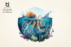 watercolor octopus in the sea sublimation png bundle Product Image 3