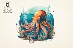 watercolor octopus in the sea sublimation png bundle Product Image 4