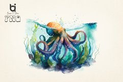 watercolor octopus in the sea sublimation png bundle Product Image 5