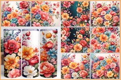 Watercolor illustration of colorful flowers 3D Tumbler Wrap Product Image 1