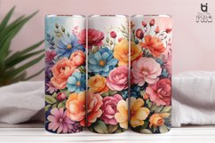 Watercolor illustration of colorful flowers 3D Tumbler Wrap Product Image 2