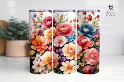 Watercolor illustration of colorful flowers 3D Tumbler Wrap Product Image 5