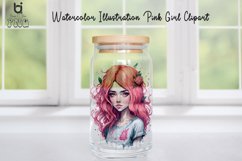 Watercolor Illustration Pink Girl Clipart, Mug PNG Design Product Image 5