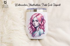 Watercolor Illustration Pink Girl Clipart, Mug PNG Design Product Image 6
