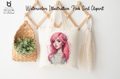 Watercolor Illustration Pink Girl Clipart, Mug PNG Design Product Image 7