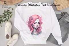 Watercolor Illustration Pink Girl Clipart, Mug PNG Design Product Image 9