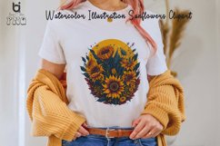 Watercolor Illustration Sunflowers Clipart, Mug PNG Design Product Image 2