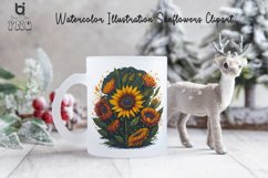 Watercolor Illustration Sunflowers Clipart, Mug PNG Design Product Image 3