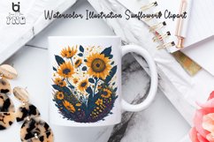 Watercolor Illustration Sunflowers Clipart, Mug PNG Design Product Image 4
