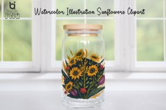 Watercolor Illustration Sunflowers Clipart, Mug PNG Design Product Image 5