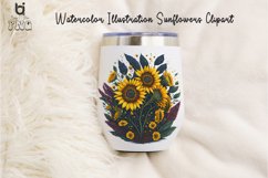Watercolor Illustration Sunflowers Clipart, Mug PNG Design Product Image 6