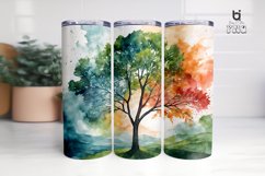 Watercolor Illustration Tree Sublimation Tumbler Wrap Design Product Image 2