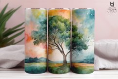 Watercolor Illustration Tree Sublimation Tumbler Wrap Design Product Image 3
