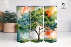 Watercolor Illustration Tree Sublimation Tumbler Wrap Design Product Image 6