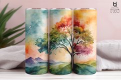 Watercolor Illustration Tree Sublimation Tumbler Wrap Design Product Image 7