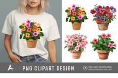 Watercolor Impatiens Flowers In Pots Clipart Product Image 1
