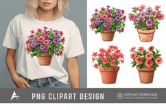 Watercolor Impatiens Flowers In Pots Clipart Product Image 1