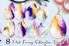 Watercolor ink and gold liquid Earring teardrop sublimation Product Image 1