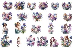 Flowers iris Watercolor Clipart Bundle Product Image 2