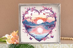 Watercolor Japanese Landscape Heart Clipart Bundle Product Image 3