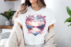 Watercolor Japanese Landscape Heart Clipart Bundle Product Image 2