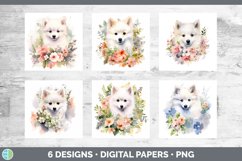 Bundle of six Wild Flowers Japanese Spitz Paper Backgrounds designs.