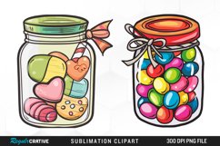 Watercolor Jar Of Sweets Illustration Clipart Product Image 1