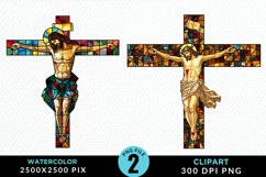 Stained Glass Jesus Cross Artwork Clipart Product Image 1