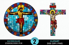 Stained Glass Jesus Cross Artwork Clipart Product Image 1