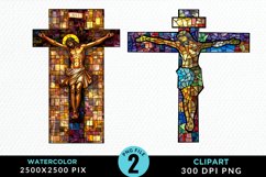 Stained Glass Jesus Cross Artwork Clipart Product Image 1