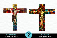 Stained Glass Jesus Cross Exquisite Clipart Product Image 1