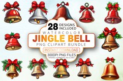 Watercolor Jingle Bell Clipart Bundle Product Image 1