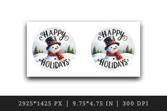 Watercolor jolly Christmas snowman scarf round Happy Holidays quote print 20 oz tumbler skinny mug wrap clipart t-shirt sublimation printable design