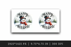 Watercolor jolly Christmas snowman scarf round Happy Holidays quote print 20 oz tumbler skinny mug wrap clipart t-shirt sublimation printable design