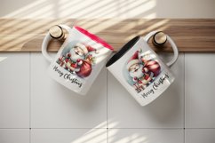 Watercolor jolly Santa Claus carrying sack gifts Merry Christmas quote print 20oz tumbler skinny mug wrap clipart t-shirt sublimation printable design