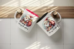 Watercolor jolly Santa Claus carrying sack gifts Merry Christmas quote print 20oz tumbler skinny mug wrap clipart t-shirt sublimation printable design