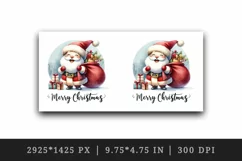 Watercolor jolly Santa Claus carrying sack gifts Merry Christmas quote print 20oz tumbler skinny mug wrap clipart t-shirt sublimation printable design