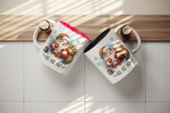 Watercolor jolly Santa Claus sack full gift snowflakes Ho Ho Ho quote print 20 oz tumbler skinny mug wrap clipart t-shirt sublimation printable design