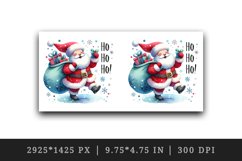 Watercolor jolly Santa Claus sack full gifts snowflake Ho Ho Ho quote print 20 oz tumbler skinny mug wrap clipart t-shirt sublimation printable design