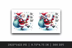 Watercolor jolly Santa Claus sack full gifts snowflake Ho Ho Ho quote print 20 oz tumbler skinny mug wrap clipart t-shirt sublimation printable design