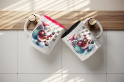 Watercolor jolly Santa Claus sack full gifts snowflake Ho Ho Ho quote print 20 oz tumbler skinny mug wrap clipart t-shirt sublimation printable design