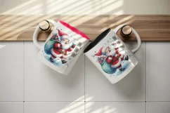 Watercolor jolly Santa Claus sack full gifts snowflake Ho Ho Ho quote print 20 oz tumbler skinny mug wrap clipart t-shirt sublimation printable design