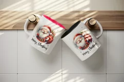 Watercolor jolly Santa Claus sack of gifts Merry Christmas quote print 20 oz tumbler skinny mug wrap clipart t-shirt sublimation printable design