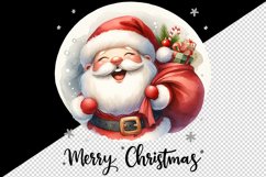 Watercolor jolly Santa Claus sack of gifts Merry Christmas quote print 20 oz tumbler skinny mug wrap clipart t-shirt sublimation printable design