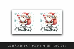 Watercolor jolly Santa Claus sack of gifts Merry Christmas quote print 20 oz tumbler skinny mug wrap clipart t-shirt sublimation printable design