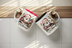 Watercolor jolly Santa Claus sack of gifts Merry Christmas quote print 20 oz tumbler skinny mug wrap clipart t-shirt sublimation printable design
