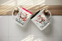 Watercolor jolly Santa Claus sack of gifts Merry Christmas quote print 20 oz tumbler skinny mug wrap clipart t-shirt sublimation printable design