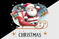 Watercolor jolly Santa Claus waves sleigh presents Christmas quote print 20 oz tumbler skinny mug wrap clipart t-shirt sublimation printable design