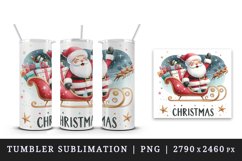Watercolor jolly Santa Claus waves sleigh presents Christmas quote print 20 oz tumbler skinny mug wrap clipart t-shirt sublimation printable design